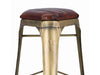 Sgabello alto H. 77 cm tipo BAR PUB stile INDUSTRIAL in metallo e seduta in ecopelle – finitura ottone anticato