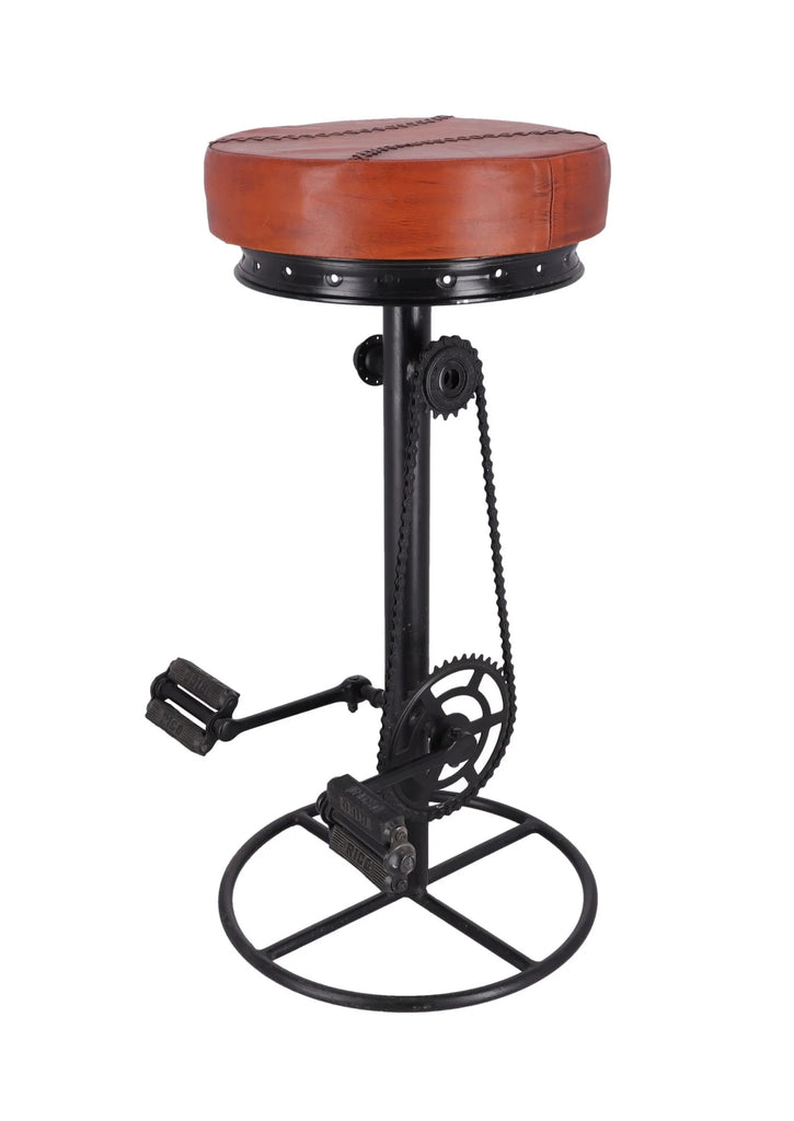 Hoher Hocker H. 80 cm BAR PUB Typ Fahrraddesign INDUSTRIE-Stil Metallrahmen und Kunstledersitz
