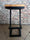 Hoher Hocker H. 60/70 cm Freischwinger-Design im INDUSTRIE-Stil Massivholz / Metallrohrrahmen ANPASSBAR