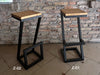 Sgabelli alti Z-01 / Z-02 | Design a “Z” INDUSTRIAL in legno massello e metallo – H.75 cm PERSONALIZZABILI