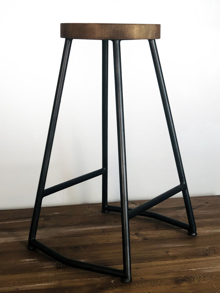 High stool H. 60/70 cm INDUSTRIAL style color WALNUT/BLACK CUSTOMISABLE AND MADE TO MEASURE