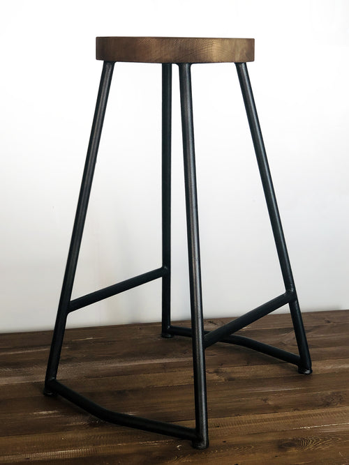Hoher Hocker H. 60/70 cm INDUSTRIE-Stil Farbe NUSSBAUM/SCHWARZ ANPASSBAR UND NACH MASS GEFERTIGT