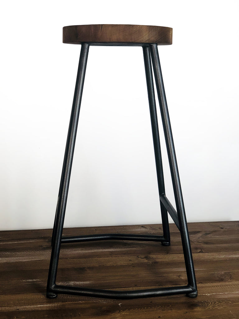 High stool H. 60/70 cm INDUSTRIAL style color WALNUT/BLACK CUSTOMISABLE AND MADE TO MEASURE