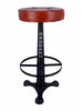 High bar stool INDUSTRIAL style solid wood seat tubular iron frame 40x47xh69 cm