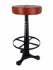High bar stool INDUSTRIAL style solid wood seat tubular iron frame 40x47xh69 cm