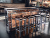 Hoher Hocker H. 65/75 cm Quadratisches Design im INDUSTRIE-Stil Massivholz / Metallrohrrahmen ANPASSBAR