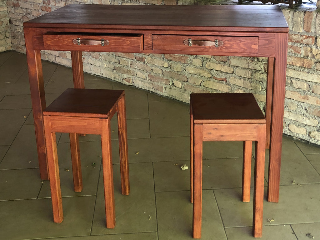 Niedriger/hoher Hocker H. 50/65 cm COUNTRY/RUSTIC Stil aus Massivholz Quadratisches Design ANPASSBAR