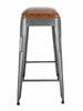 Sgabello alto H. 70 cm tipo BAR PUB stile INDUSTRIAL in metallo e seduta in ecopelle – finitura grigio