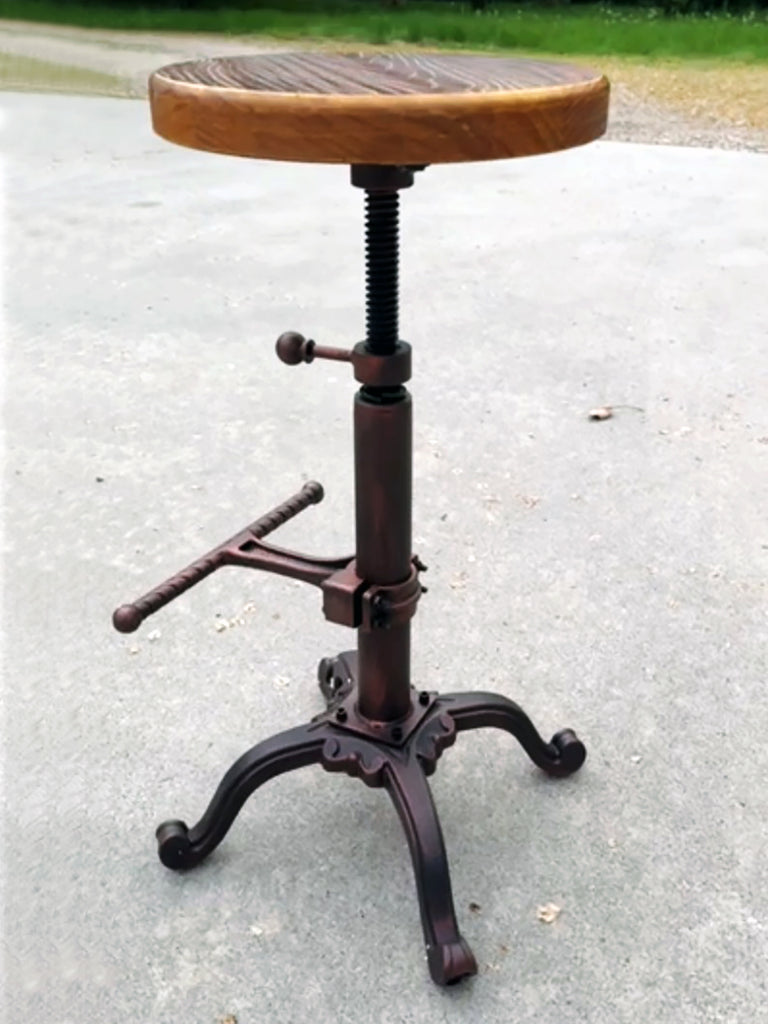 Adjustable screw high stool H. 60/70cm BAR PUB type Round design INDUSTRIAL style