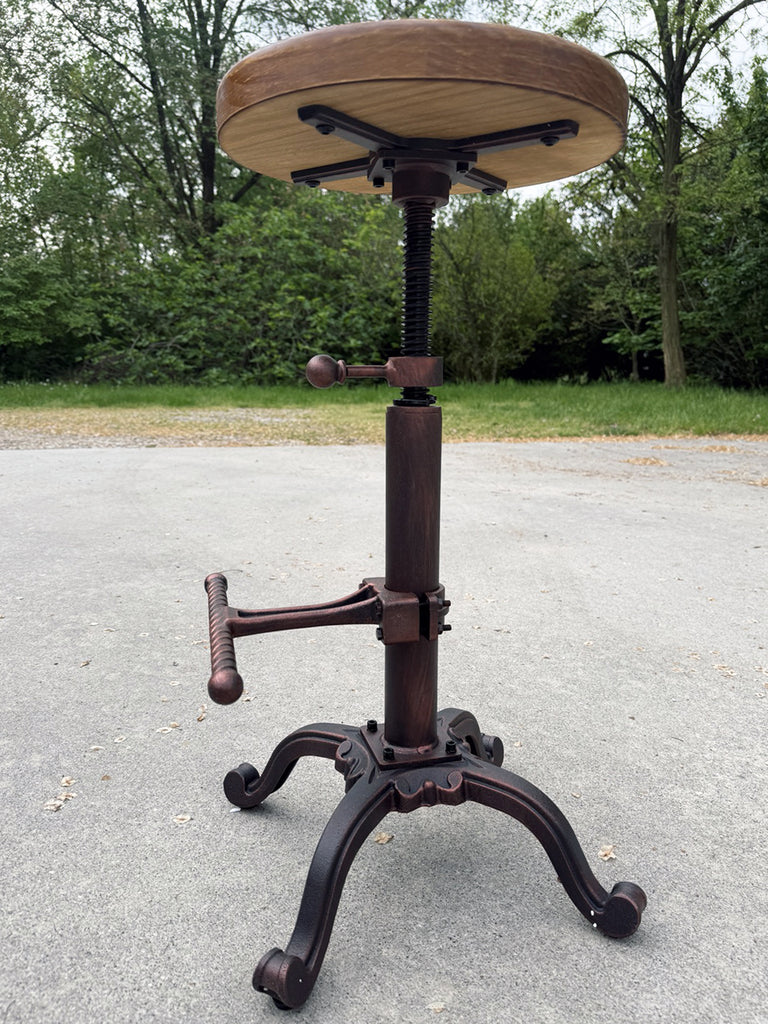 Adjustable screw high stool H. 60/70cm BAR PUB type Round design INDUSTRIAL style