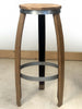 Hoher Hocker H. 50/60/70 cm mit Latten aus recycelten Eichenweinfässern im Industriestil in verschiedenen Ausführungen