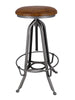 Verstellbarer hoher Hocker mit Schraube, H. 60/70 cm, Typ BAR PUB, rundes Design, Stil INDUSTRIAL