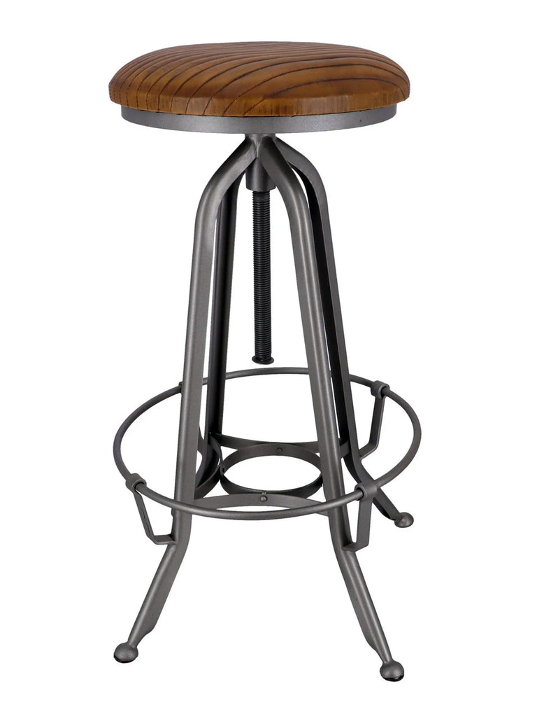 Verstellbarer hoher Hocker mit Schraube, H. 60/70 cm, Typ BAR PUB, rundes Design, Stil INDUSTRIAL