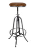 Verstellbarer hoher Hocker mit Schraube, H. 60/70 cm, Typ BAR PUB, rundes Design, Stil INDUSTRIAL