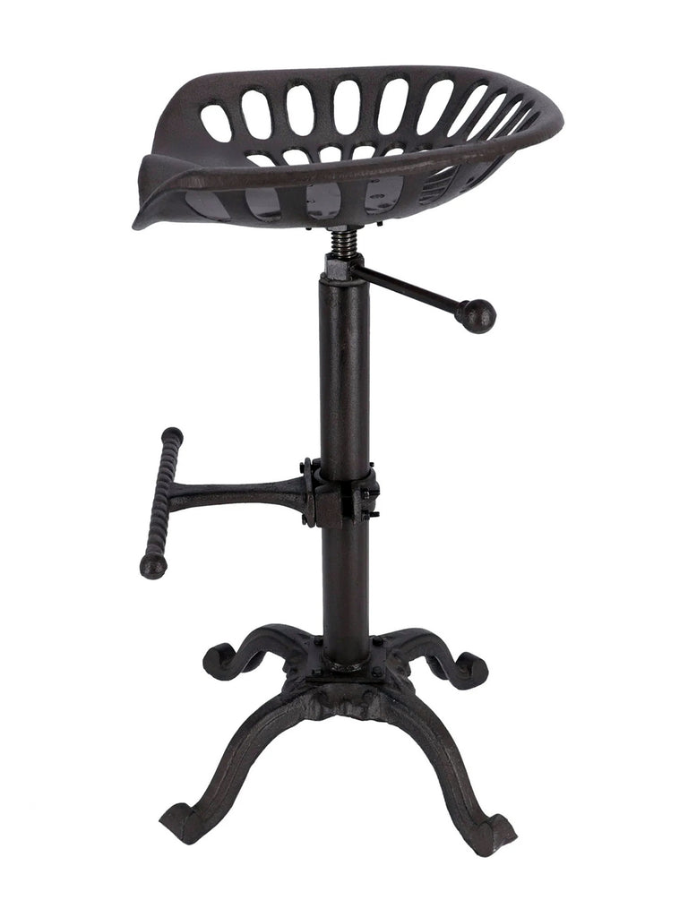 Verstellbarer hoher Hocker mit Schraube, H. 60/70 cm, Typ BAR PUB, rundes Design, Stil INDUSTRIAL