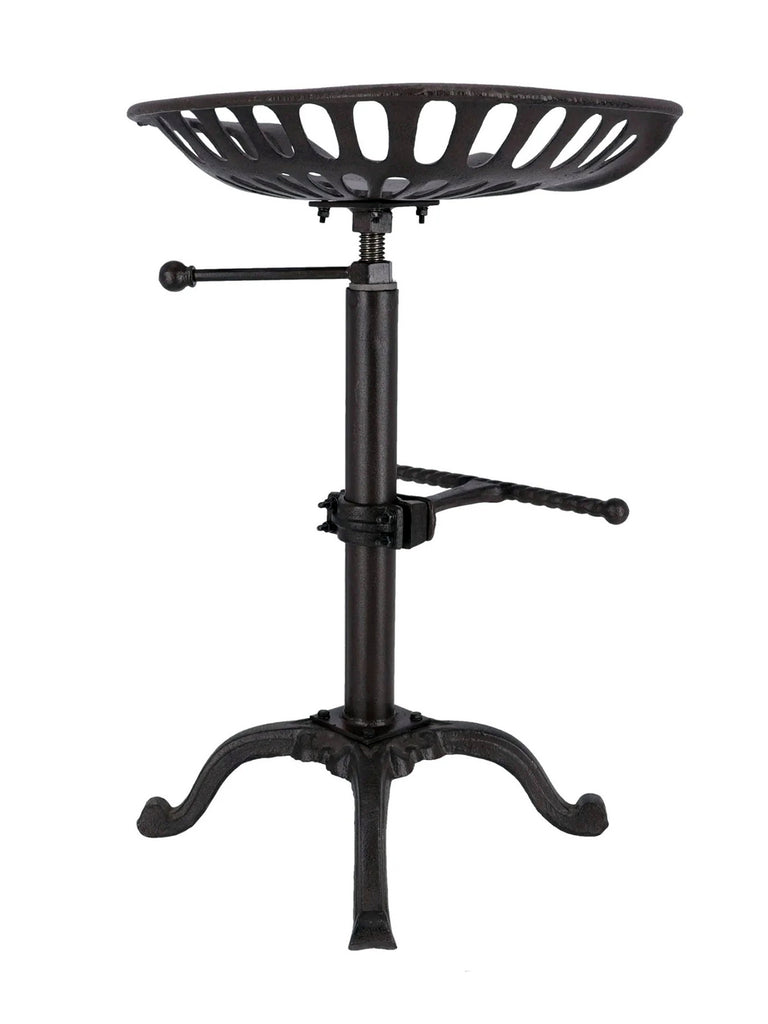 Verstellbarer hoher Hocker mit Schraube, H. 60/70 cm, Typ BAR PUB, rundes Design, Stil INDUSTRIAL