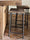 Hoher Hocker H. 60/70 cm BAR / PUB-Typ Quadratisches Design INDUSTRIELLER Massivholz- / Metallrohrrahmen ANPASSBAR