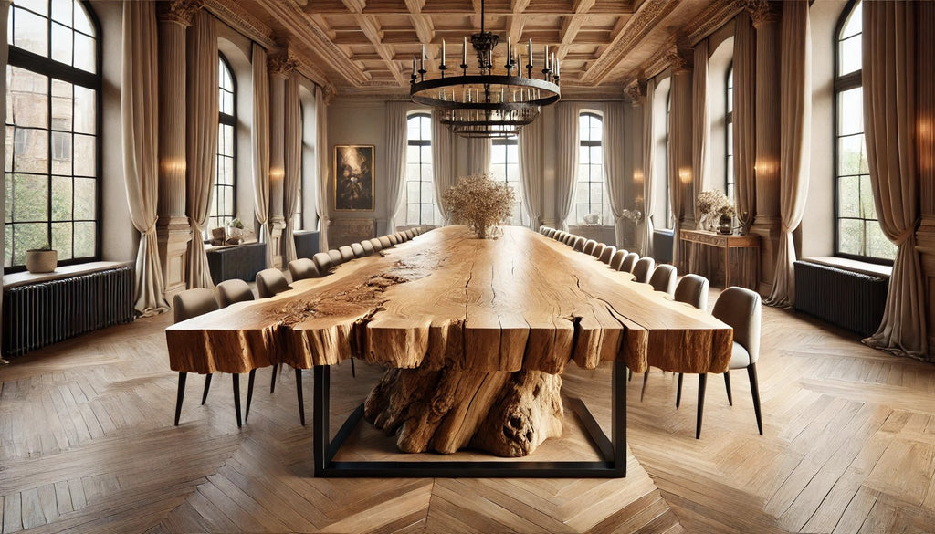 Realizziamo su ordinazione tavoli imponenti in stile INDUSTRIAL / COUNTRY legno massello Cedro del Libano spessore 13 cm  750x130-170cm