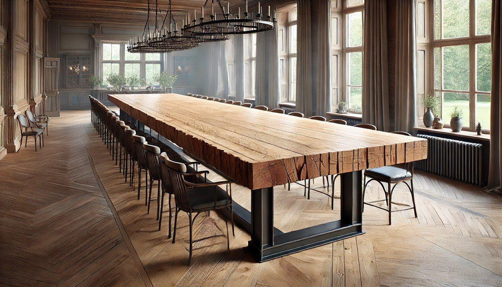 Realizziamo su ordinazione tavoli imponenti in stile INDUSTRIAL / COUNTRY legno massello Cedro del Libano spessore 13 cm  750x130-170cm
