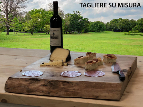 Schneidebrett aus Ulmenholz für den Lebensmittelgebrauch, 40 x 45 x 5 cm, hohle Griffe, PERSONALISIERBAR MIT NAMEN UND MARKE