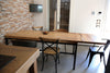 Tavolo da cucina con due allunghe in stile INDUSTRIAL in legno massello e gambe in ferro tubolare 150/190/230x90xh80 cm