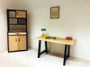 Tavolo stile INDUSTRIAL con top in olmo e gambe in ferro "A" - 160×80×H80 cm personalizzabile