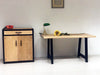 Tavolo stile INDUSTRIAL con top in olmo e gambe in ferro "A" - 160×80×H80 cm personalizzabile