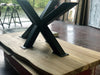 Tavolo stile INDUSTRIAL COUNTRY con piano in olmo scortecciato da 7 cm e struttura a stella in ferro | 200×100×H78 cm