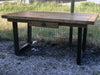 Tavolo fisso cucina e pranzo stile INDUSTRIAL SHABBY VISSUTO piano TOP abete 170x80xh78cm e gambe in ferro tubolare 8x8cm