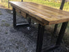 Tavolo fisso cucina e pranzo stile INDUSTRIAL SHABBY VISSUTO piano TOP abete 170x80xh78cm e gambe in ferro tubolare 8x8cm