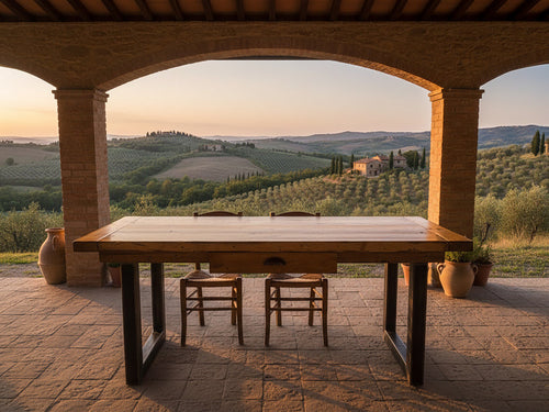 Fixed kitchen and dining table INDUSTRIAL VISSUTO style in solid wood and iron legs measures 200x100xh80 cm