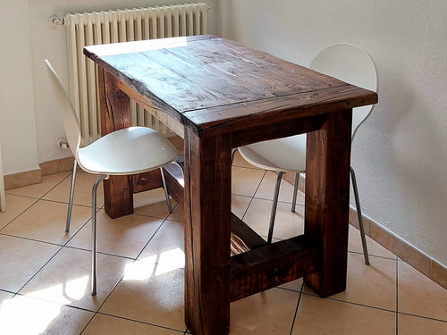 Rustic old style COUNTRY FATTORIA table with a lived-in effect in solid wood 120x70xh78 cm MADE TO MEASURE