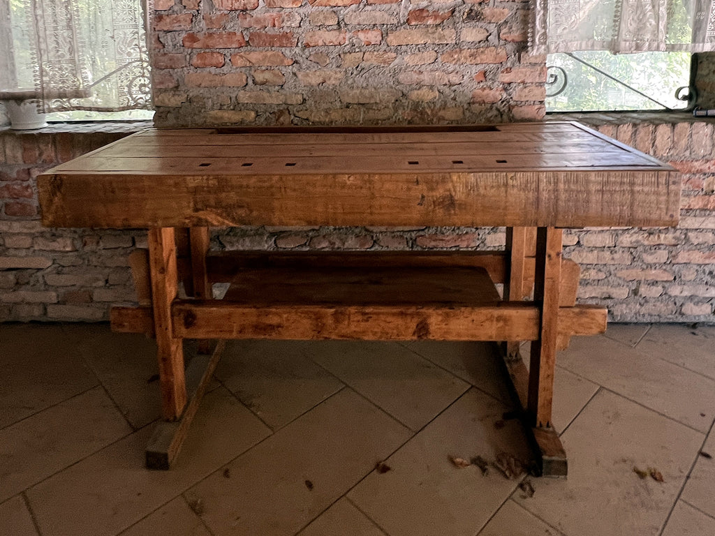 Console for RUSTIC / COUNTRY FATTORIA style kitchen island furniture TUTTO in solid wood with drawers and open shelf 170x50xh93 cm