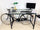 Console with glass top for Bar Pub Breweries INDUSTRIAL style iron frame stand with vintage recycled bicycle 180x80xh110 cm