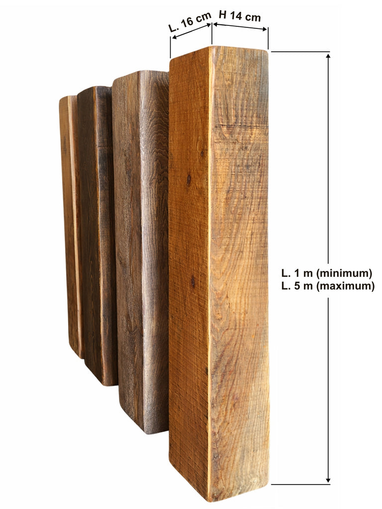 Travi decorative da soffitto in Abete massello – Sezione scatolata da 16×14 cm – L. 1÷5 m – grezzi o rifiniti – 8 colori a scelta