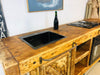 Cucina lineare stile BANCO FALEGNAME / INDUSTRIAL legno massello predisposizione elettrodomestici 250x70xh90 cm