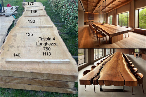 Wir fertigen auf Bestellung imposante Tische im INDUSTRIE-/LANDHAUS-Stil aus massivem libanesischem Zedernholz, 13 cm dick, 750 x 130-170 cm