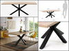 Fixed kitchen and dining room table MODERN / INDUSTRIAL style in solid wood and central iron leg with two crossed Xs 160X100xh78 cm