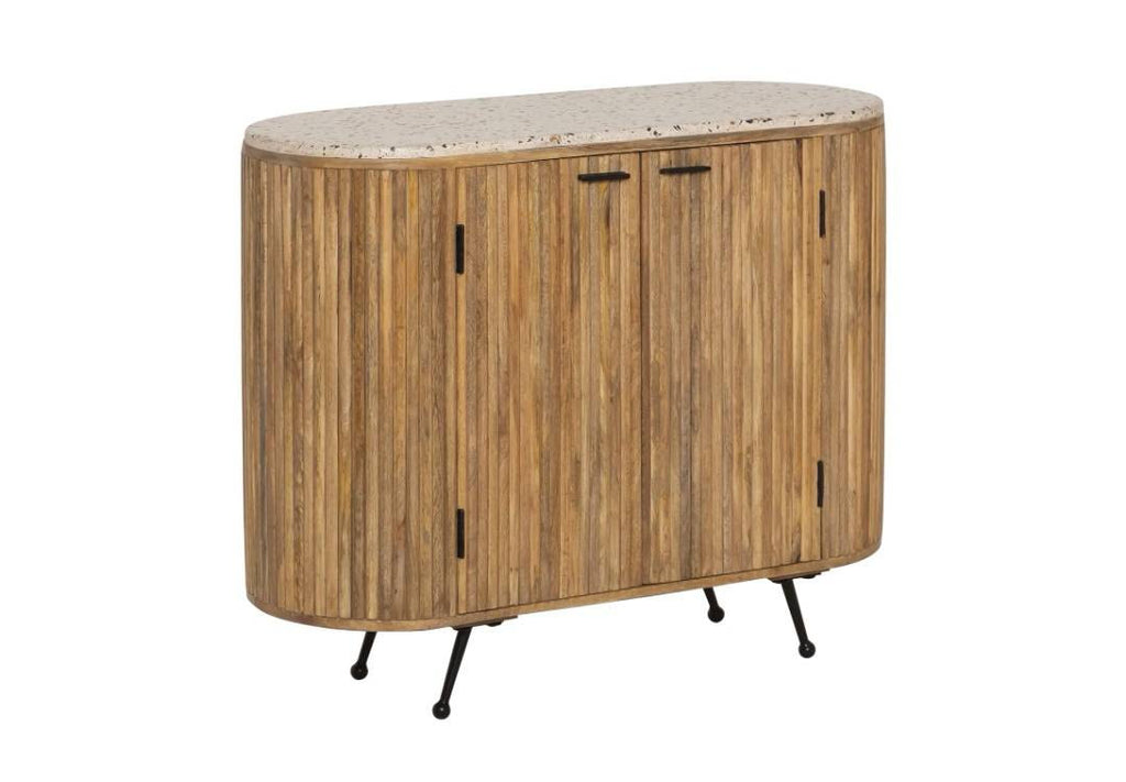 karine cisinski meuble ovale 100/105x50xh105 cm avec étagère en fer sans portes