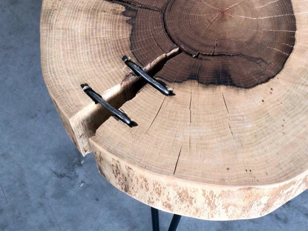 Tavolino naturale tronco legno massello
