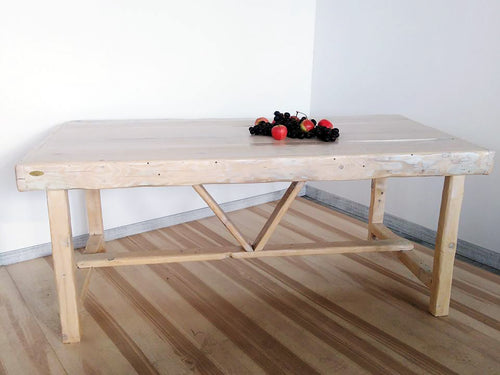 RUSTIC style kitchen and living room table white SHABBY solid rustic fir wood 210x80h80 cm