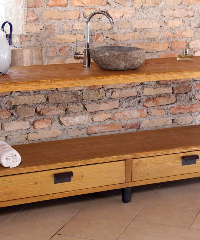 Mobile da bagno da terra Old Style in legno stile industriale - Xlab