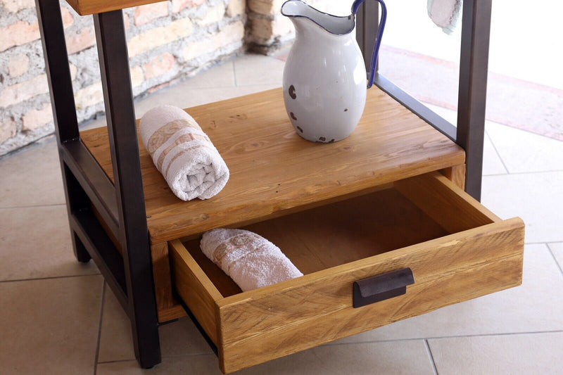 Mobile multiuso bagno / credenza stile INDUSTRIAL legno massello e tel – il  baule di nonna elvira