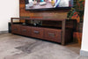 Low living room furniture INDUSTRIAL style TV stand in solid wood 4 drawers and open compartment 180X45h60 cm