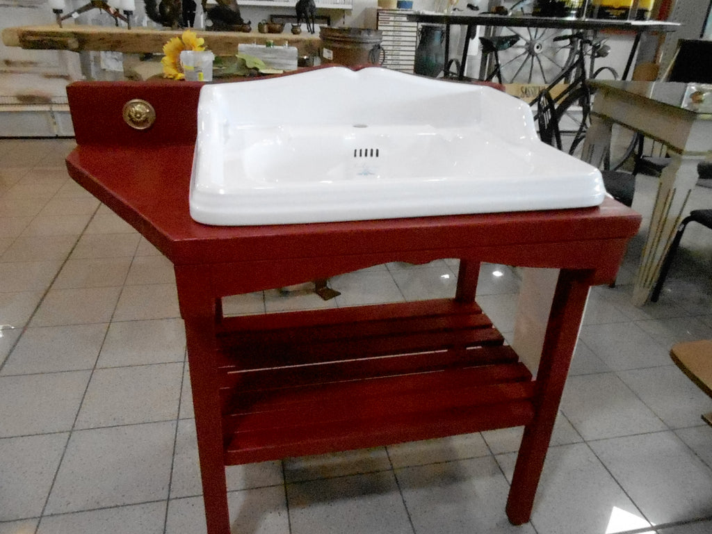 Mobile bagno stile RETRÒ / VINTAGE legno massello per lavabo incasso retrò all'Inglese 80x55xh80 cm