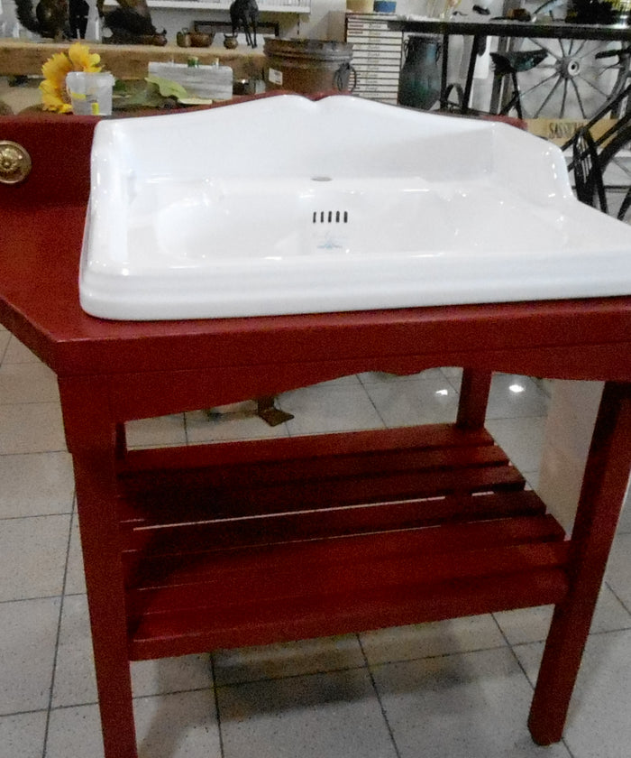 Mobile bagno in legno massello in stile e predisposto per lavabo ad incasso all'Inglese 80x55xh80 cm