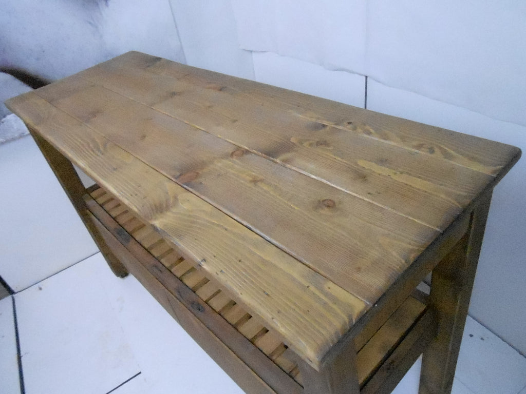 Tavolo alto Consolle ingresso disimpegno stile COUNTRY legno massello con cassettoni 140x50xh90 cm