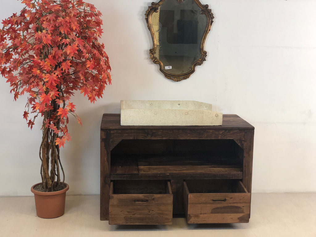Multipurpose furniture Console Bathroom or open area COUNTRY style solid wood with two drawers and open compartment 120x55xh80 cm