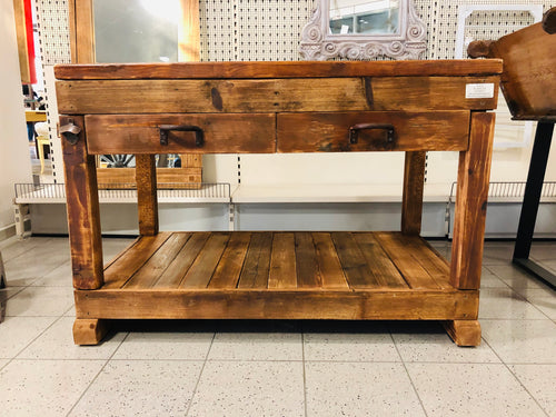 High table Console furniture BAR breweries kitchen island COUNTRY style solid wood 2 drawers and open compartment 150x80xh80 cm