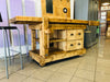 Banco Falegname per arredo isola cucina o angolo BAR stile INDUSTRIAL legno massello ad effetto vissuto 4 cassetti 2 morse 170x70xh100 cm